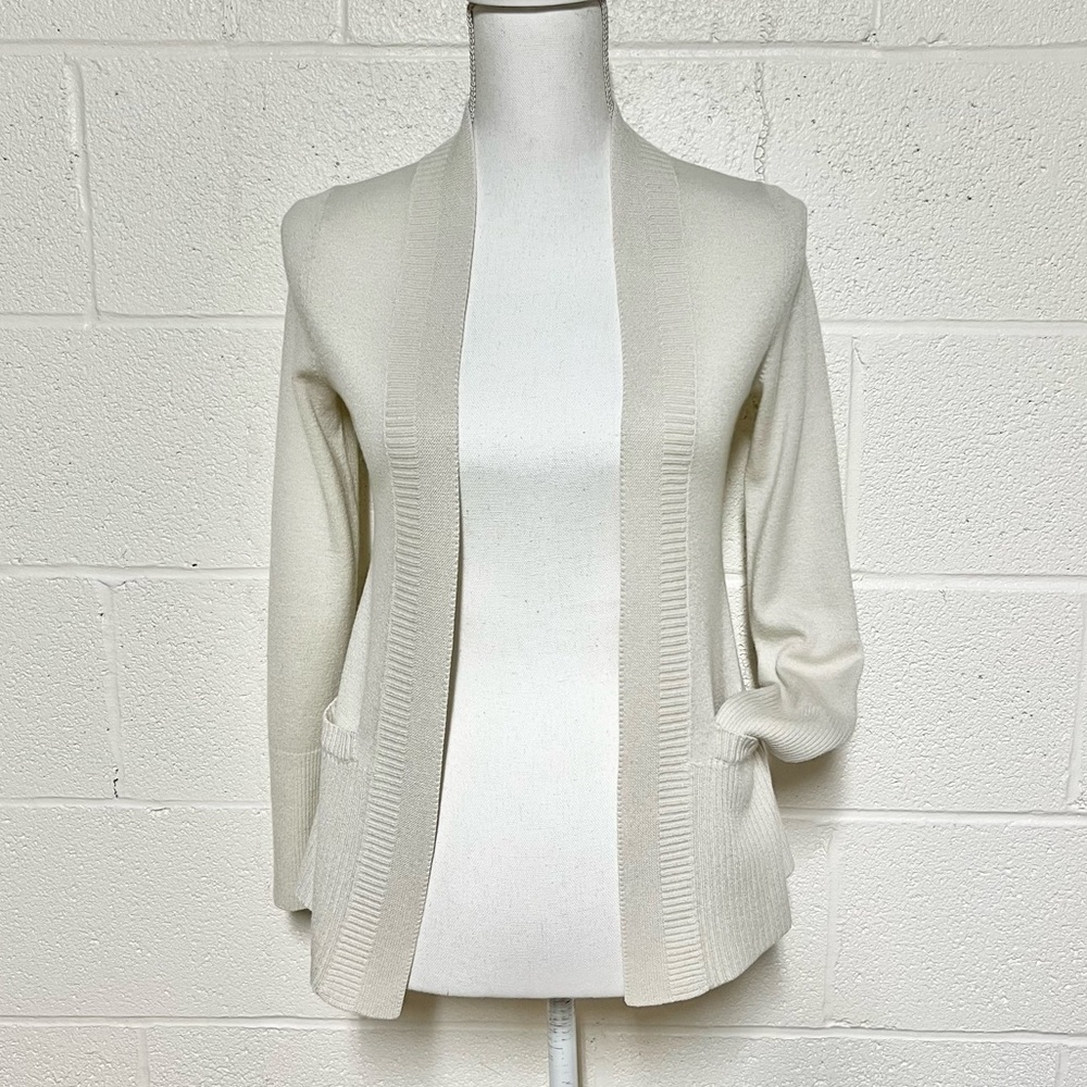 Banana Republic Wool Blend Cream Open Cardigan w/Pockets Size XS